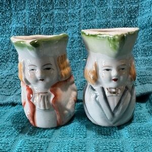 Rare Collectable, Miniature Toby Pitcher Set - Green, Orange, Blue.